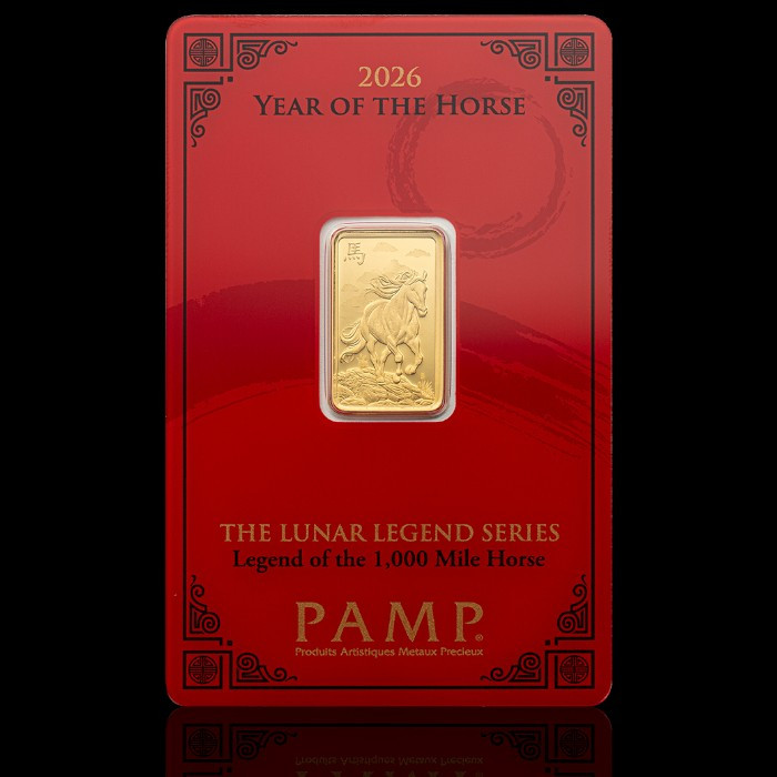 Lingou de aur de 5 grame Pamp Elveția Lunar Cal 1000 Mili 2026