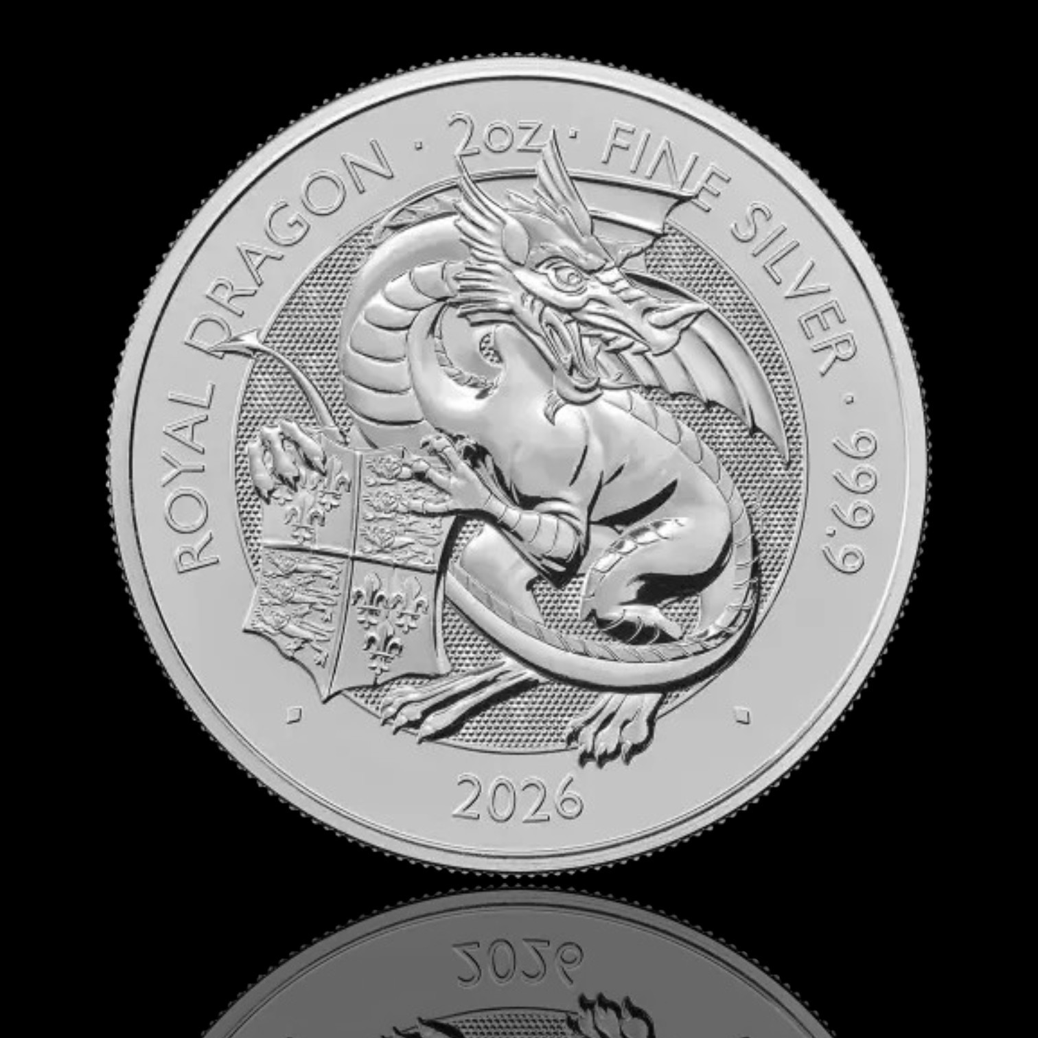 Сребърна монета 2 унции Кралски дракон 2026 (Tudor Beasts Royal Dragon)